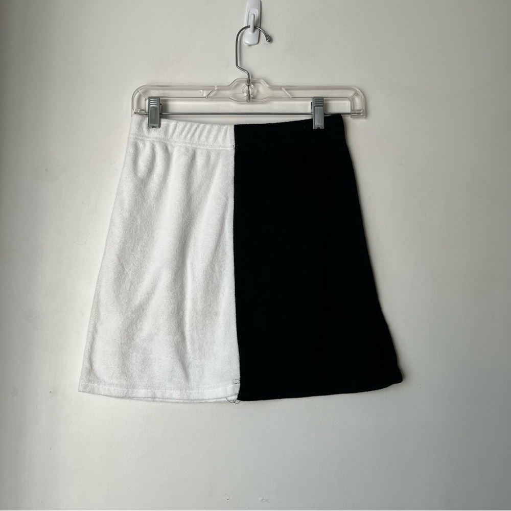 Princess Polly Cairo Black & White Colorbloock Terry Cloth Mini Skirt 4